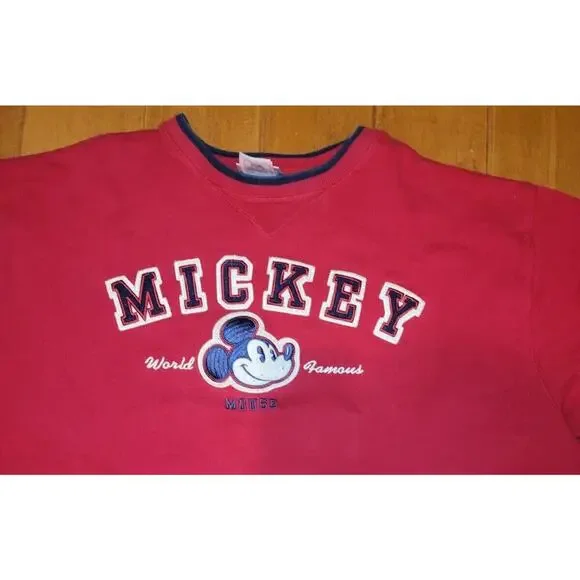 Vintage Disneyland Resorts Red Embroidered Mickey Mouse Crewneck Sweatshirt, XL - Picture 2 of 6